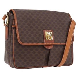 Céline Celine Macadam Shoulder Canvas Braun