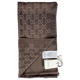 Gucci Sciarpa GG Supreme in lana marrone Marrone