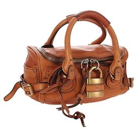 Chloé Chloe Paddington Lock Leather Medium Arancione