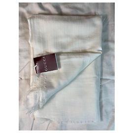 Gucci GG Supreme Schal aus weißer Baumwolle Weiß