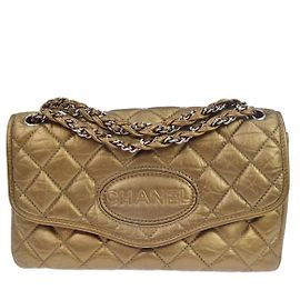 Chanel Shoulder Quilted Leather Medium Metálico