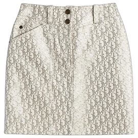 Dior Mini-jupe Jacquard Oblique Beige Beige Monogramme
