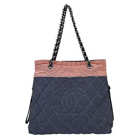 Chanel Bon Bon Quilted Denim Medium Bleu
