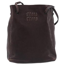 Miu Miu Aviator Bucket Leather Mini Braun