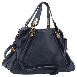 Chloé Chloe Paraty Top Handle Leather Small Bleu Marine