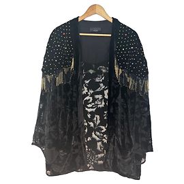 Giacca in velluto nero The Kooples con perle e frange Nero Multicolore
