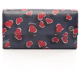 Carteira Longa Bi-fold Gucci Interlocking G Heartbeat Branco Vermelho Azul marinho