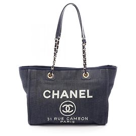 Saco Tote Chanel Deauville Azul marinho