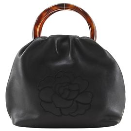 Borsa a mano Chanel con manico rotondo Marrone Nero