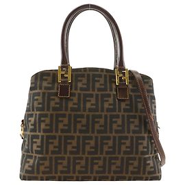 Sac à main 2-Way Fendi Zucca marron cuir et toile Marron