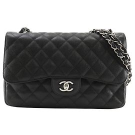 Sac à épaule Chanel Double Flap avec chaîne Noir Argenté