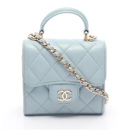 Chanel Mini Matelassé Chain Clutch Schultertasche Blau