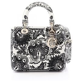 Christian Dior Dior LADY DIOR Sac à main 2-Way perlé Noir Blanc