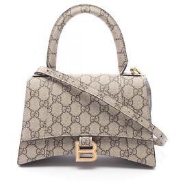 Balenciaga x Gucci Hacker Project Flora Hourglass Handbag Brown Beige