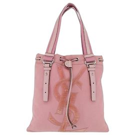 Autre Marque Saint Laurent Kahala Drawstring Canvas Medium Pink