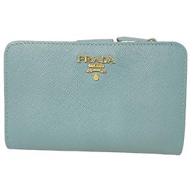 Prada Saffiano bifold Leather Small Azul