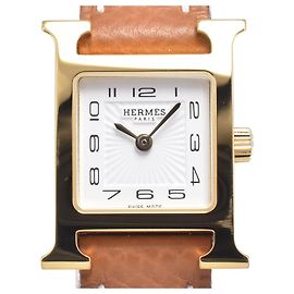 Hermès Hermes Heure H Quartz Plated Metal and Leather 30 Andere
