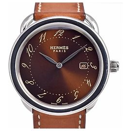 Hermès Hermes Arceau Quartz Stainless Steel and Alligator 40 Otro