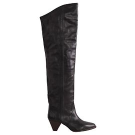 Isabel Marant Black Leather Western Boots Black