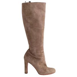 Botas Christian Louboutin em camurça castanha Marrom