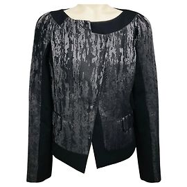 Versace Steel Grey / Black Metallic Jacquard Jacket Metallic