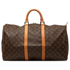 Bolso de viaje Louis Vuitton Monogram Keepall 50 Marrón Castaño