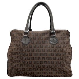Bolsa Fendi Zucchino em lona e couro marrom Marrom