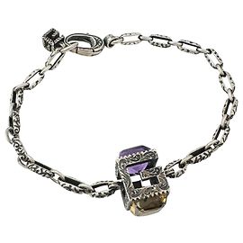 GUCCI Square G-Cube Charm Bracelet Silvery Purple Yellow