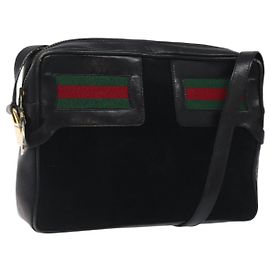 Gucci Sherry line shoulder Suede Medium Black