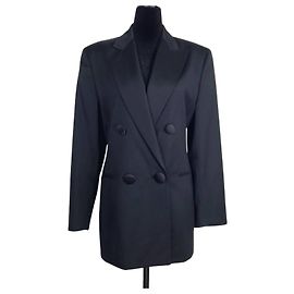 Genny Schwarze Smokingjacke aus Wolle Schwarz