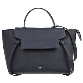 Céline Ceinture Celine Mini en cuir texturé Bleu