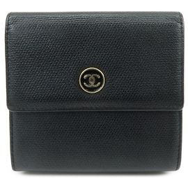 Portamonete in pelle Chanel CC Button Nero