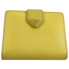 Prada Saffiano bifold Leather Small Yellow