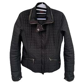 Versace Sport Leder-Steppjacke Schwarz Schwarz