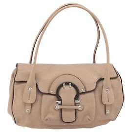 Salvatore Ferragamo Gancini Leather Medium Beige