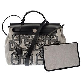 Hermès HERMES Herbag Tasche aus grauem Canvas - 104027 Grau