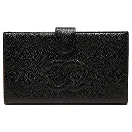 Chanel CC Caviar lange Geldbörse schwarz Schwarz