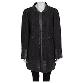 NWOT Chanel Black Straight Silver Hardware Coat Sz.XL Pre-owned Other