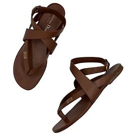 Christian Dior Up Brown Leather Strappy Flat Sandals Brown