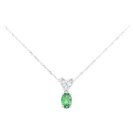 Autre Marque Collana Au750 Granato e Diamante Verde