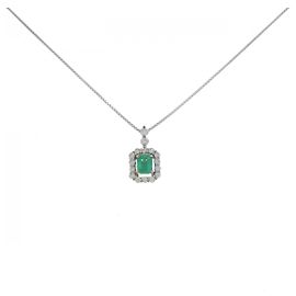 Autre Marque Colar Au750 Esmeralda e Diamante Verde