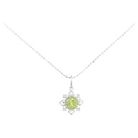Autre Marque Au750 Weißgold-Halskette mit Peridot und Diamant Silber