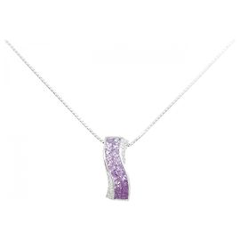 Autre Marque Collier en or blanc Au750 saphir et diamant Bleu
