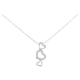 Autre Marque K10 Weißgold Herz Diamant Halskette Silber