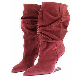 Balmain Botas No Wedge em couro Bordeaux