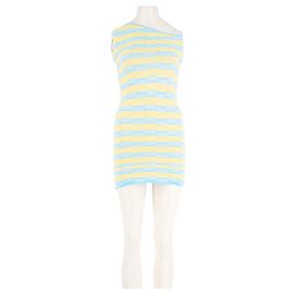 Autre Marque Robe courte asymétrique GIMAGUAS jaune et bleue à rayures Jaune
