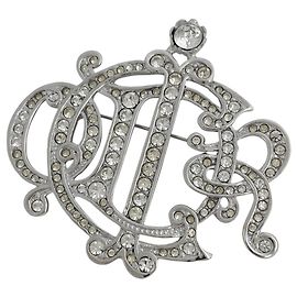 Broche Christian Dior de strass prateado Prata