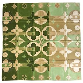 Pañuelo de seda Monogram Louis Vuitton Beige Verde