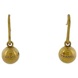 Chanel Gold Plated Stud Earrings Golden