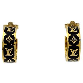 Orecchini Louis Vuitton Nano Glam Enamel Nero D'oro